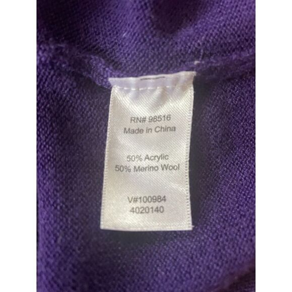 Coldwater Creek Purple Wool Blend Boatneck Cropped Sleeve Sweater Size 10-12 /M - Picture 6 of 6